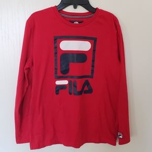 FILA Boys Classic Logo Red Long Sleeve T-Shirt